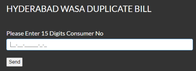 WASA Hyderabad reference number